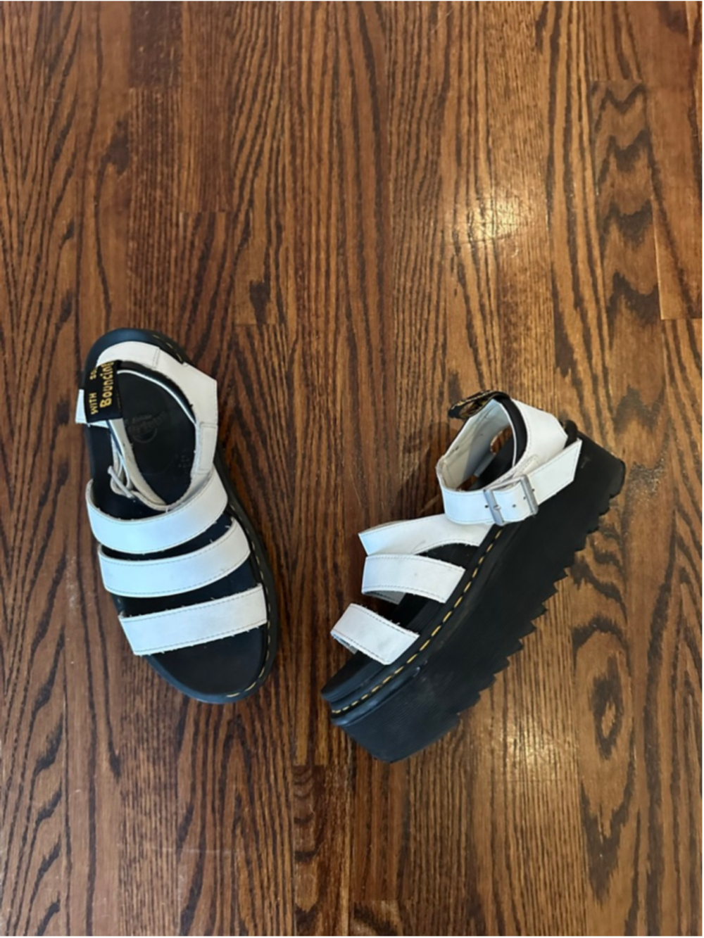 Women's Dr. Martens Blaire Quad White Black Platform Sandals Size 9